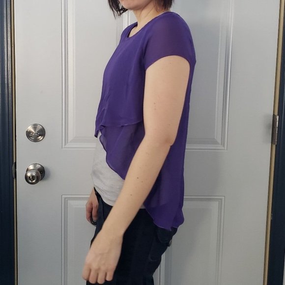 Y2K Purple and Gray‎ Fairycore Top - Picture 2 of 5